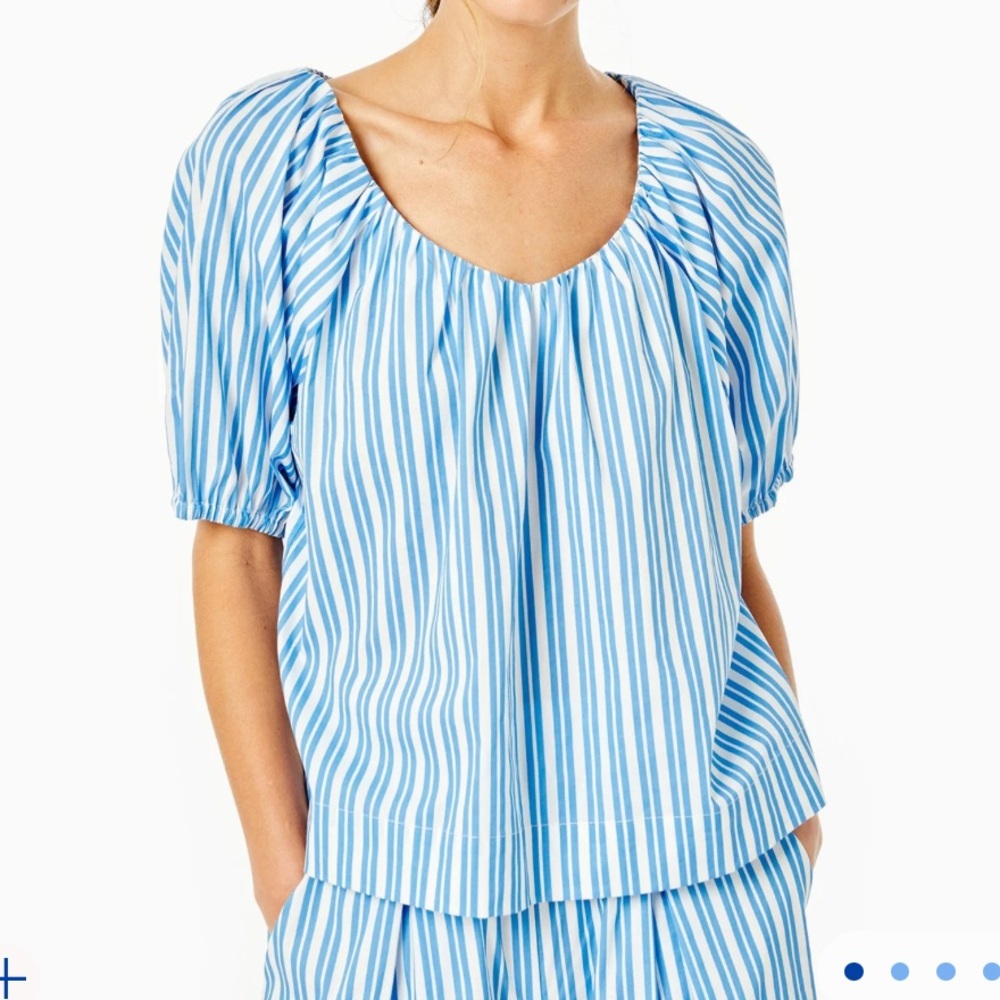 Addison Bay Sound Top - blue & white striped top (part of a set)